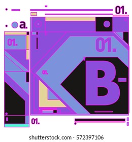 Vector Brochure design with letter B. Annual report vector illustration template. Corporate business catalog and magazine cover. Trendy Business with heads up style presentation graphic elements.