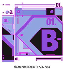 Vector Brochure design with letter B. Annual report vector illustration template. Corporate business catalog and magazine cover. Trendy Business with heads up style presentation graphic elements.