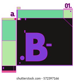 Vector Brochure design with letter B. Annual report vector illustration template. Corporate business catalog and magazine cover. Trendy Business with heads up style presentation graphic elements.