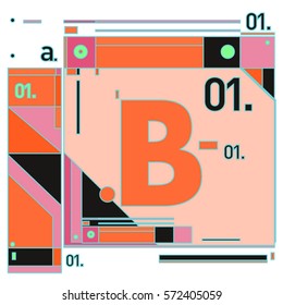 Vector Brochure design with letter B. Annual report vector illustration template. Corporate business catalog and magazine cover. Trendy Business with heads up style presentation graphic elements.