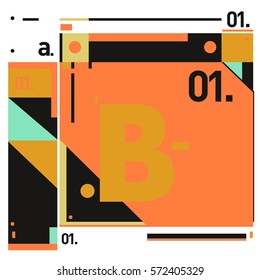 Vector Brochure design with letter B. Annual report vector illustration template. Corporate business catalog and magazine cover. Trendy Business with heads up style presentation graphic elements.