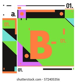 Vector Brochure design with letter B. Annual report vector illustration template. Corporate business catalog and magazine cover. Trendy Business with heads up style presentation graphic elements.
