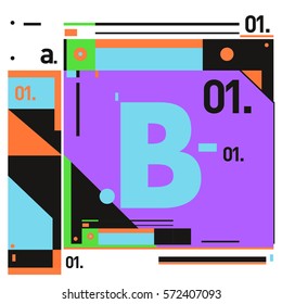 Vector Brochure design with letter B. Annual report vector illustration template. Corporate business catalog and magazine cover. Trendy Business with heads up style presentation graphic elements.