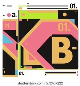 Vector Brochure design with letter B. Annual report vector illustration template. Corporate business catalog and magazine cover. Trendy Business with heads up style presentation graphic elements.
