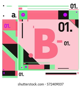 Vector Brochure design with letter B. Annual report vector illustration template. Corporate business catalog and magazine cover. Trendy Business with heads up style presentation graphic elements.