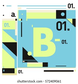 Vector Brochure design with letter B. Annual report vector illustration template. Corporate business catalog and magazine cover. Trendy Business with heads up style presentation graphic elements.