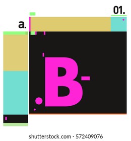 Vector Brochure design with letter B. Annual report vector illustration template. Corporate business catalog and magazine cover. Trendy Business with heads up style presentation graphic elements.