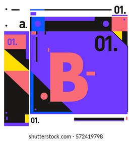 Vector Brochure design with letter B. Annual report vector illustration template. Corporate business catalog and magazine cover. Trendy Business with heads up style presentation graphic elements.