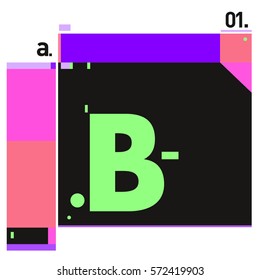 Vector Brochure design with letter B. Annual report vector illustration template. Corporate business catalog and magazine cover. Trendy Business with heads up style presentation graphic elements.