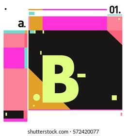Vector Brochure design with letter B. Annual report vector illustration template. Corporate business catalog and magazine cover. Trendy Business with heads up style presentation graphic elements.