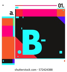 Vector Brochure design with letter B. Annual report vector illustration template. Corporate business catalog and magazine cover. Trendy Business with heads up style presentation graphic elements.