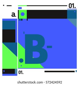 Vector Brochure design with letter B. Annual report vector illustration template. Corporate business catalog and magazine cover. Trendy Business with heads up style presentation graphic elements.