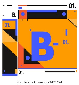 Vector Brochure design with letter B. Annual report vector illustration template. Corporate business catalog and magazine cover. Trendy Business with heads up style presentation graphic elements.