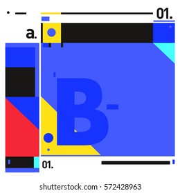 Vector Brochure design with letter B. Annual report vector illustration template. Corporate business catalog and magazine cover. Trendy Business with heads up style presentation graphic elements.
