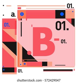 Vector Brochure design with letter B. Annual report vector illustration template. Corporate business catalog and magazine cover. Trendy Business with heads up style presentation graphic elements.
