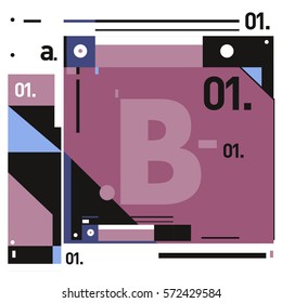Vector Brochure design with letter B. Annual report vector illustration template. Corporate business catalog and magazine cover. Trendy Business with heads up style presentation graphic elements.