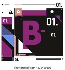 Vector Brochure design with letter B. Annual report vector illustration template. Corporate business catalog and magazine cover. Trendy Business with heads up style presentation graphic elements.