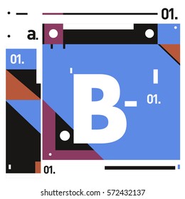 Vector Brochure design with letter B. Annual report vector illustration template. Corporate business catalog and magazine cover. Trendy Business with heads up style presentation graphic elements.