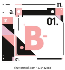 Vector Brochure design with letter B. Annual report vector illustration template. Corporate business catalog and magazine cover. Trendy Business with heads up style presentation graphic elements.