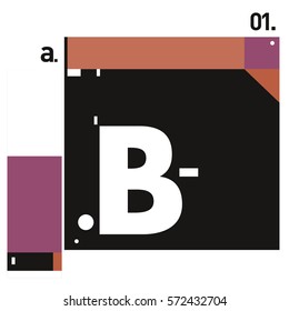 Vector Brochure design with letter B. Annual report vector illustration template. Corporate business catalog and magazine cover. Trendy Business with heads up style presentation graphic elements.