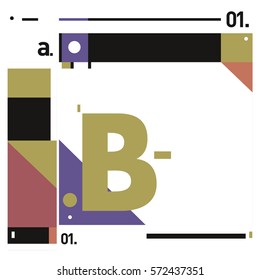 Vector Brochure design with letter B. Annual report vector illustration template. Corporate business catalog and magazine cover. Trendy Business with heads up style presentation graphic elements.