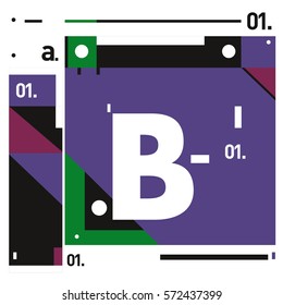 Vector Brochure design with letter B. Annual report vector illustration template. Corporate business catalog and magazine cover. Trendy Business with heads up style presentation graphic elements.