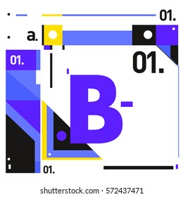 Vector Brochure design with letter B. Annual report vector illustration template. Corporate business catalog and magazine cover. Trendy Business with heads up style presentation graphic elements.