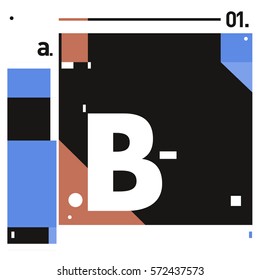 Vector Brochure design with letter B. Annual report vector illustration template. Corporate business catalog and magazine cover. Trendy Business with heads up style presentation graphic elements.