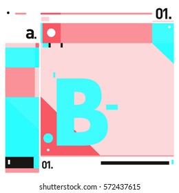 Vector Brochure design with letter B. Annual report vector illustration template. Corporate business catalog and magazine cover. Trendy Business with heads up style presentation graphic elements.