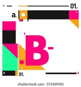 Vector Brochure design with letter B. Annual report vector illustration template. Corporate business catalog and magazine cover. Trendy Business with heads up style presentation graphic elements.
