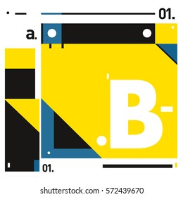 Vector Brochure design with letter B. Annual report vector illustration template. Corporate business catalog and magazine cover. Trendy Business with heads up style presentation graphic elements.