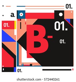 Vector Brochure design with letter B. Annual report vector illustration template. Corporate business catalog and magazine cover. Trendy Business with heads up style presentation graphic elements.