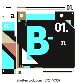 Vector Brochure design with letter B. Annual report vector illustration template. Corporate business catalog and magazine cover. Trendy Business with heads up style presentation graphic elements.