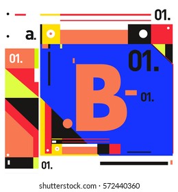 Vector Brochure design with letter B. Annual report vector illustration template. Corporate business catalog and magazine cover. Trendy Business with heads up style presentation graphic elements.