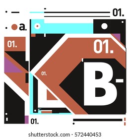 Vector Brochure design with letter B. Annual report vector illustration template. Corporate business catalog and magazine cover. Trendy Business with heads up style presentation graphic elements.
