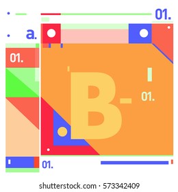 Vector Brochure design with letter B. Annual report vector illustration template. Corporate business catalog and magazine cover. Trendy Business with heads up style presentation graphic elements.
