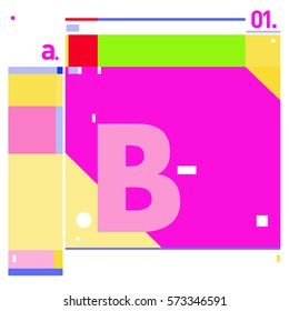 Vector Brochure design with letter B. Annual report vector illustration template. Corporate business catalog and magazine cover. Trendy Business with heads up style presentation graphic elements.
