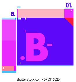 Vector Brochure design with letter B. Annual report vector illustration template. Corporate business catalog and magazine cover. Trendy Business with heads up style presentation graphic elements.
