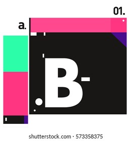 Vector Brochure design with letter B. Annual report vector illustration template. Corporate business catalog and magazine cover. Trendy Business with heads up style presentation graphic elements.