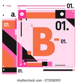 Vector Brochure design with letter B. Annual report vector illustration template. Corporate business catalog and magazine cover. Trendy Business with heads up style presentation graphic elements.