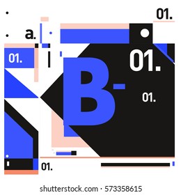 Vector Brochure design with letter B. Annual report vector illustration template. Corporate business catalog and magazine cover. Trendy Business with heads up style presentation graphic elements.