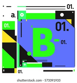Vector Brochure design with letter B. Annual report vector illustration template. Corporate business catalog and magazine cover. Trendy Business with heads up style presentation graphic elements.