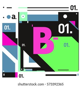 Vector Brochure design with letter B. Annual report vector illustration template. Corporate business catalog and magazine cover. Trendy Business with heads up style presentation graphic elements.