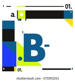 Vector Brochure design with letter B. Annual report vector illustration template. Corporate business catalog and magazine cover. Trendy Business with heads up style presentation graphic elements.