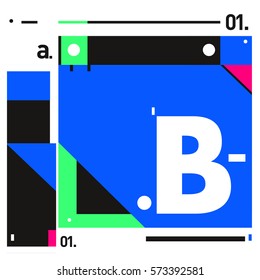 Vector Brochure design with letter B. Annual report vector illustration template. Corporate business catalog and magazine cover. Trendy Business with heads up style presentation graphic elements.