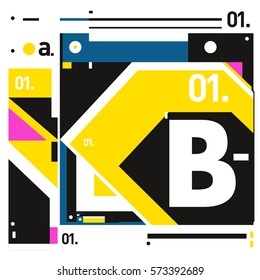 Vector Brochure design with letter B. Annual report vector illustration template. Corporate business catalog and magazine cover. Trendy Business with heads up style presentation graphic elements.