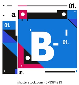 Vector Brochure design with letter B. Annual report vector illustration template. Corporate business catalog and magazine cover. Trendy Business with heads up style presentation graphic elements.