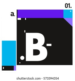 Vector Brochure design with letter B. Annual report vector illustration template. Corporate business catalog and magazine cover. Trendy Business with heads up style presentation graphic elements.