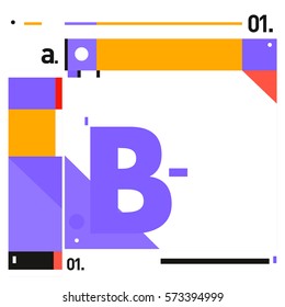 Vector Brochure design with letter B. Annual report vector illustration template. Corporate business catalog and magazine cover. Trendy Business with heads up style presentation graphic elements.