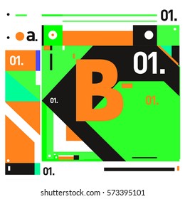 Vector Brochure design with letter B. Annual report vector illustration template. Corporate business catalog and magazine cover. Trendy Business with heads up style presentation graphic elements.